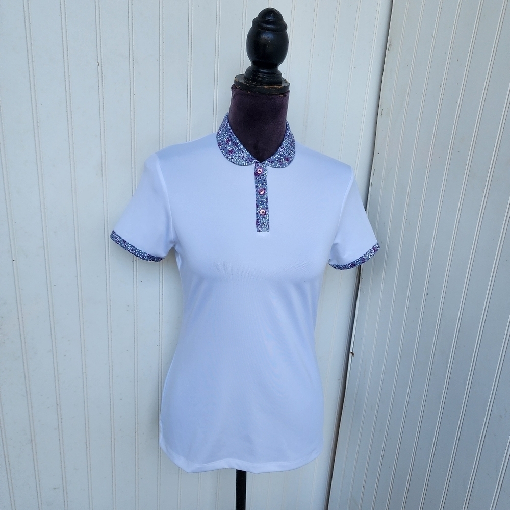 Callaway Opti-Dri Women's Golf Polo Shirt Lightweight Gray Purplw White Sz XS